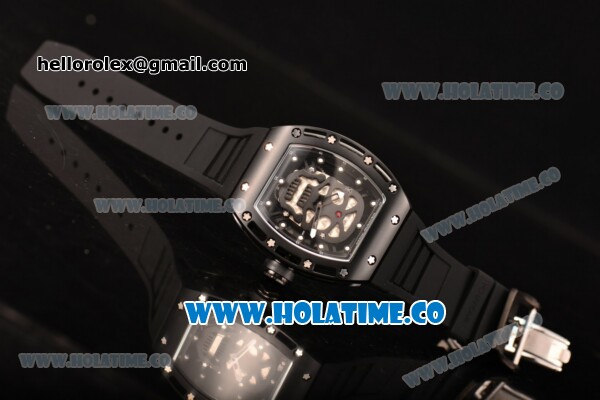 Richard Mille RM 52-01 Miyota Quartz PVD Case with Skull Skeleton Dial and White Markers - Click Image to Close